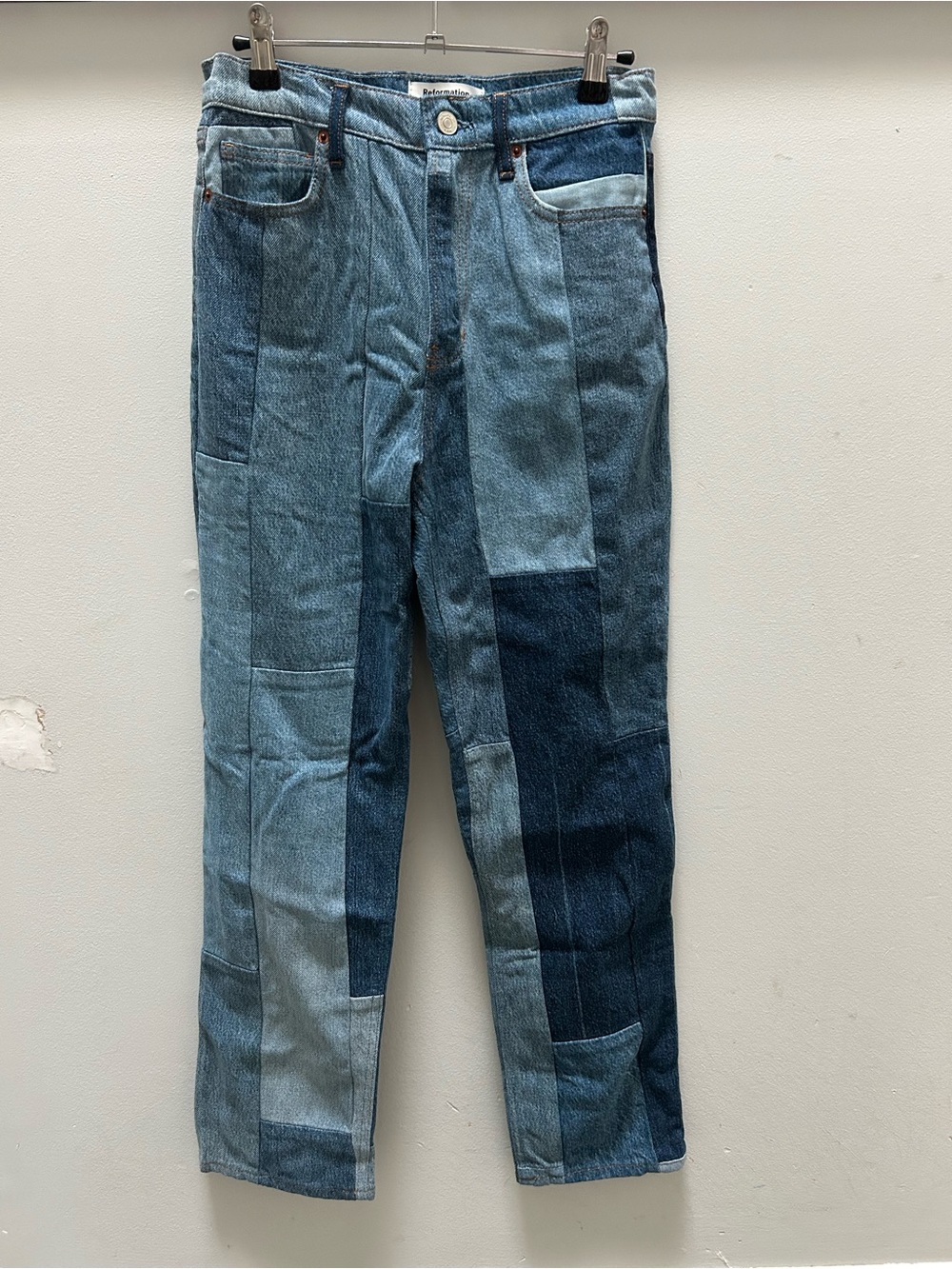Reformation Upcycled Patchwork High Rise Straight Jeans